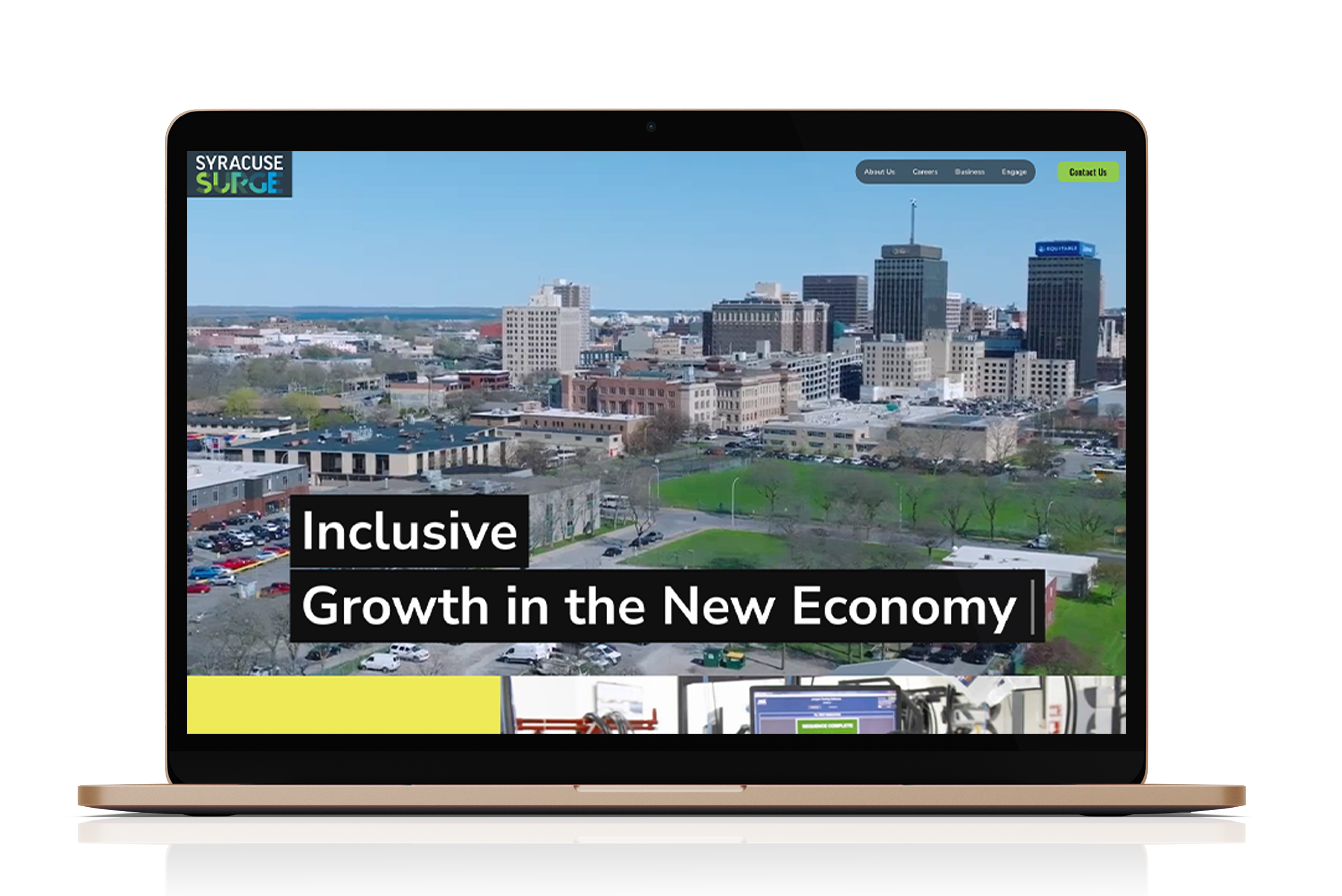 Desktop mockup of the Syracuse Surge website